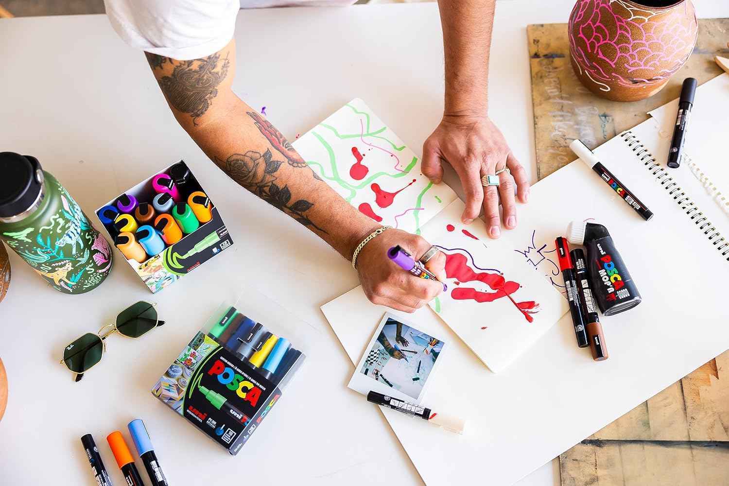 Uni Posca Paint Marker PC-8K,Broad Chisel Tips,8 Metallic Colors