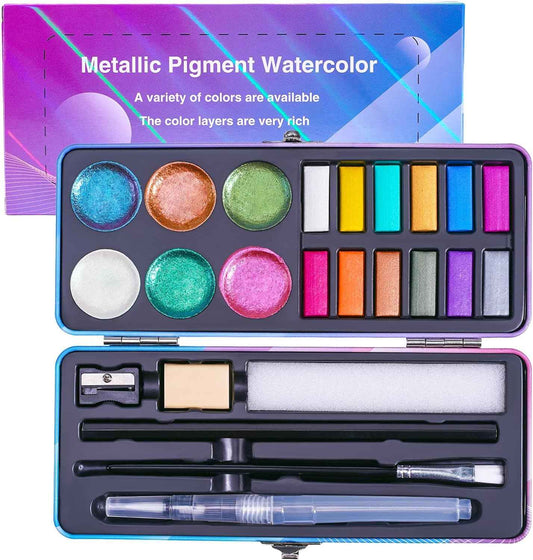 18 Color Metallic Watercolor Paint Set - TTpen