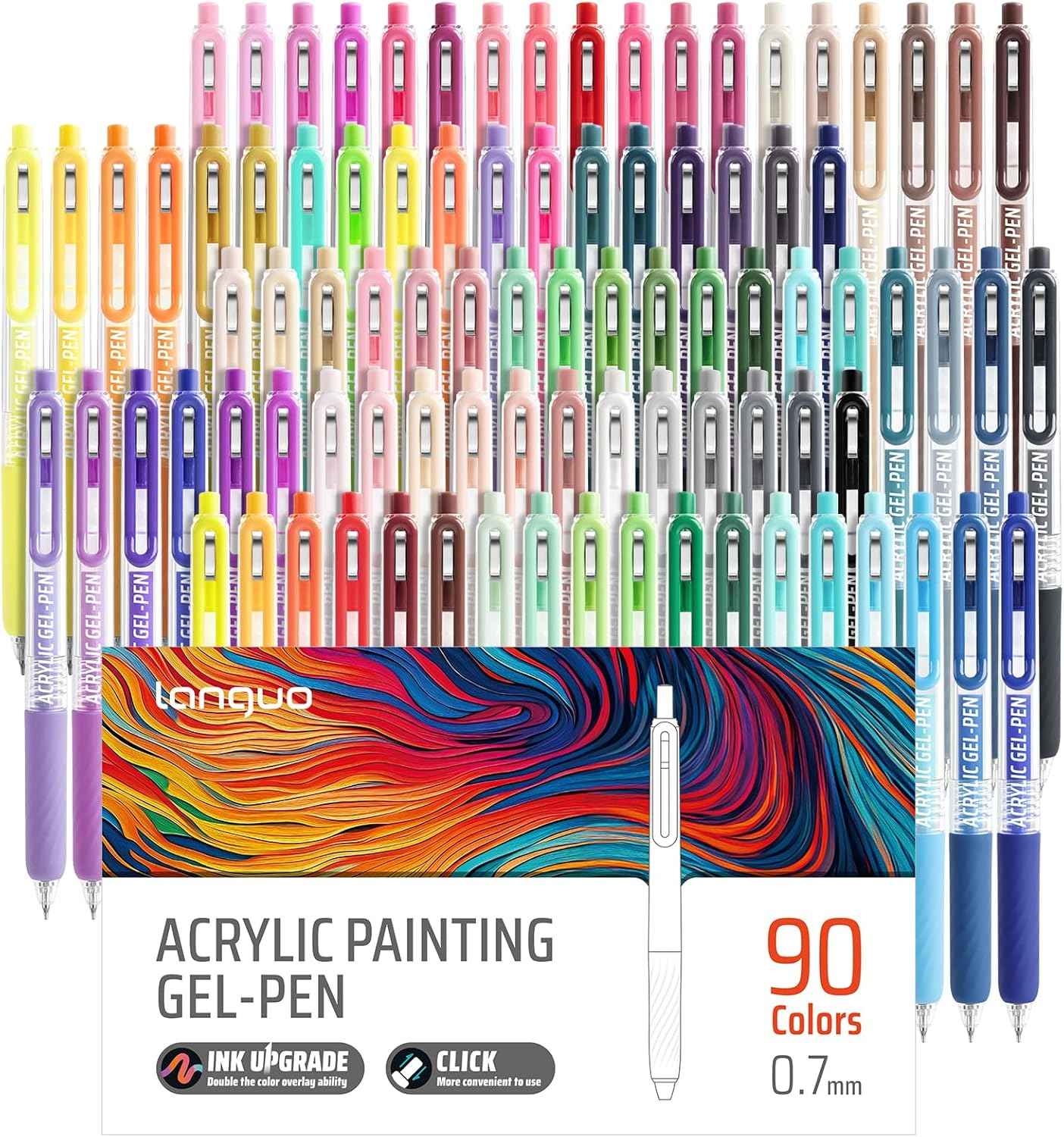 Languo 72 Colors Retractable Gel Pens 0.7mm for Coloring Drawing