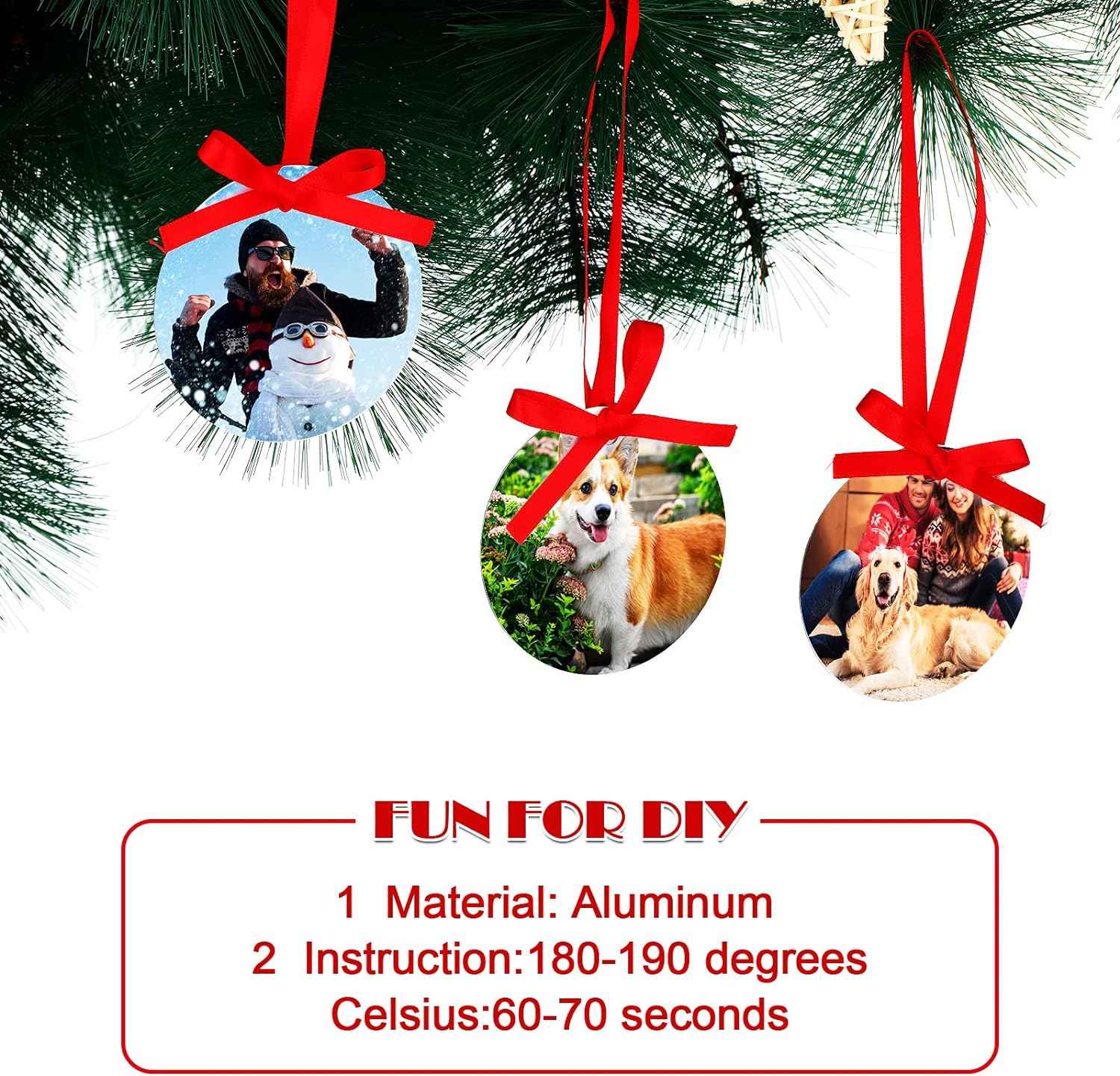 Sublimation Blank Christmas Ornament Pendants with Ribbon 10 Pack - TTpen