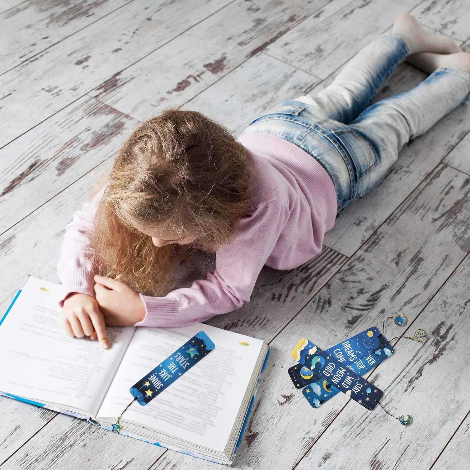 12Pcs Cat Moon Star Space Bookmarks with Metal Charms - TTpen