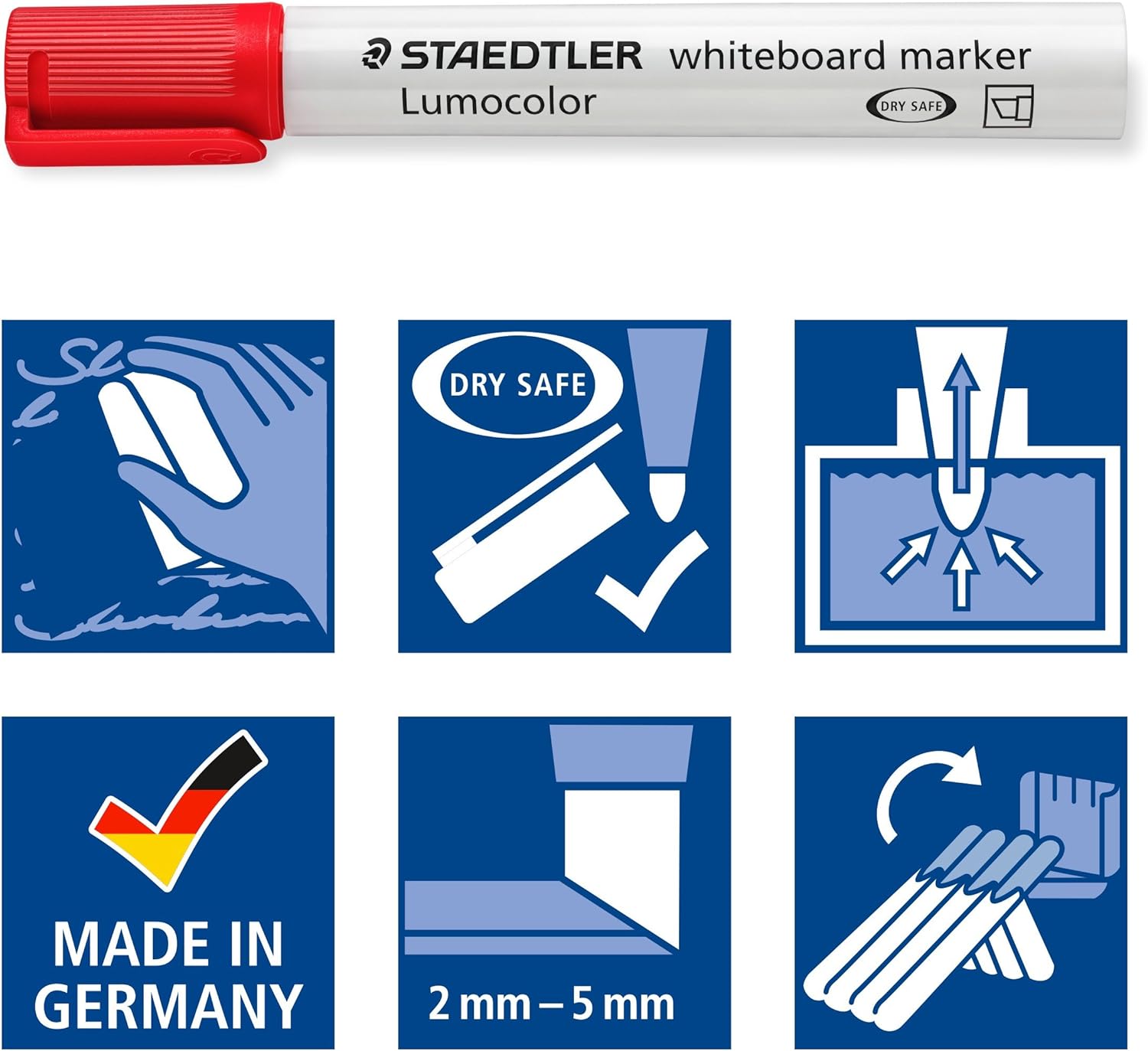 STAEDTLER 351 Lumocolor Whiteboard Marker Bullet Tip 6 Colours