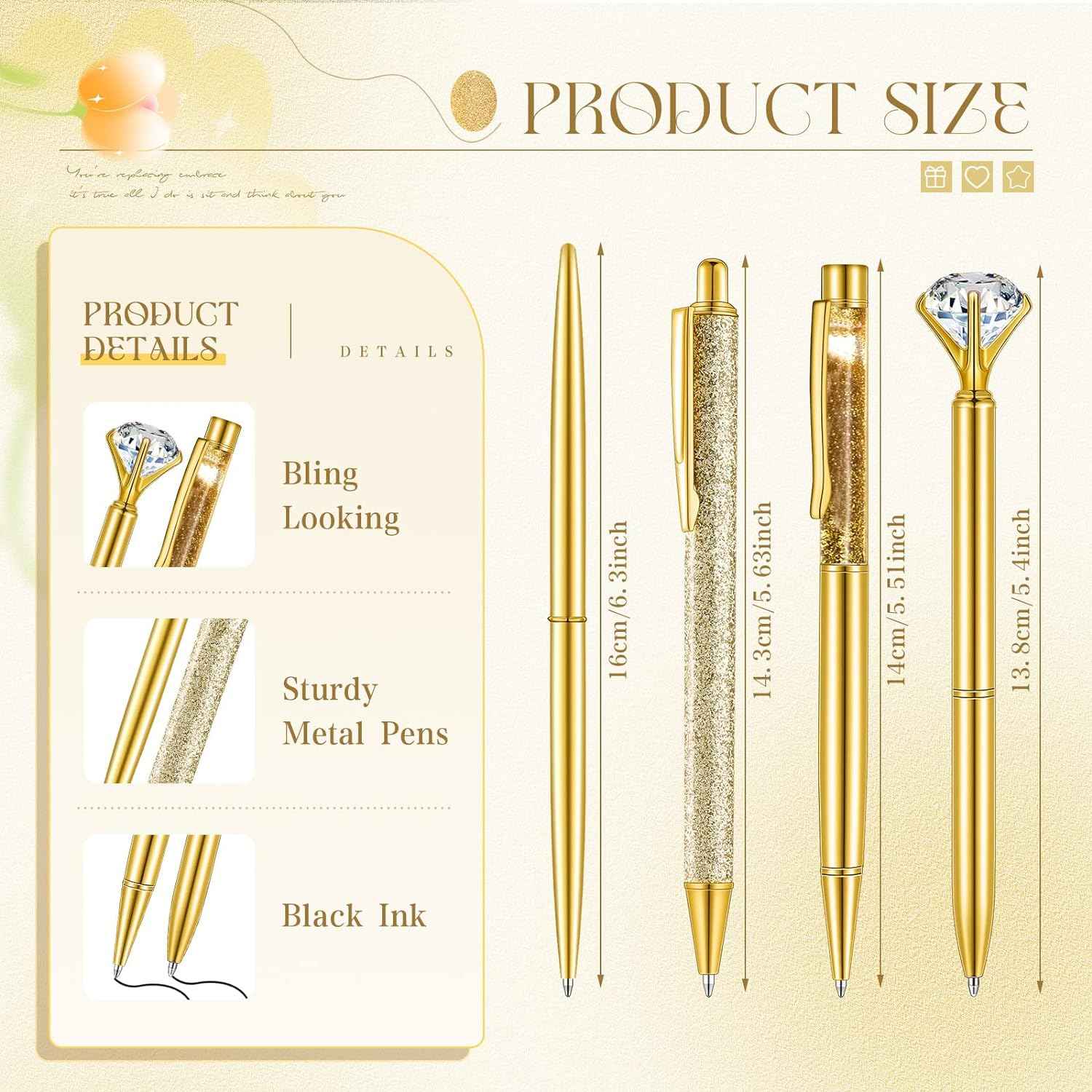 8Pcs Crystal Glitter Ballpoint Pens with Pen Holder for Desk Organizer - TTpen