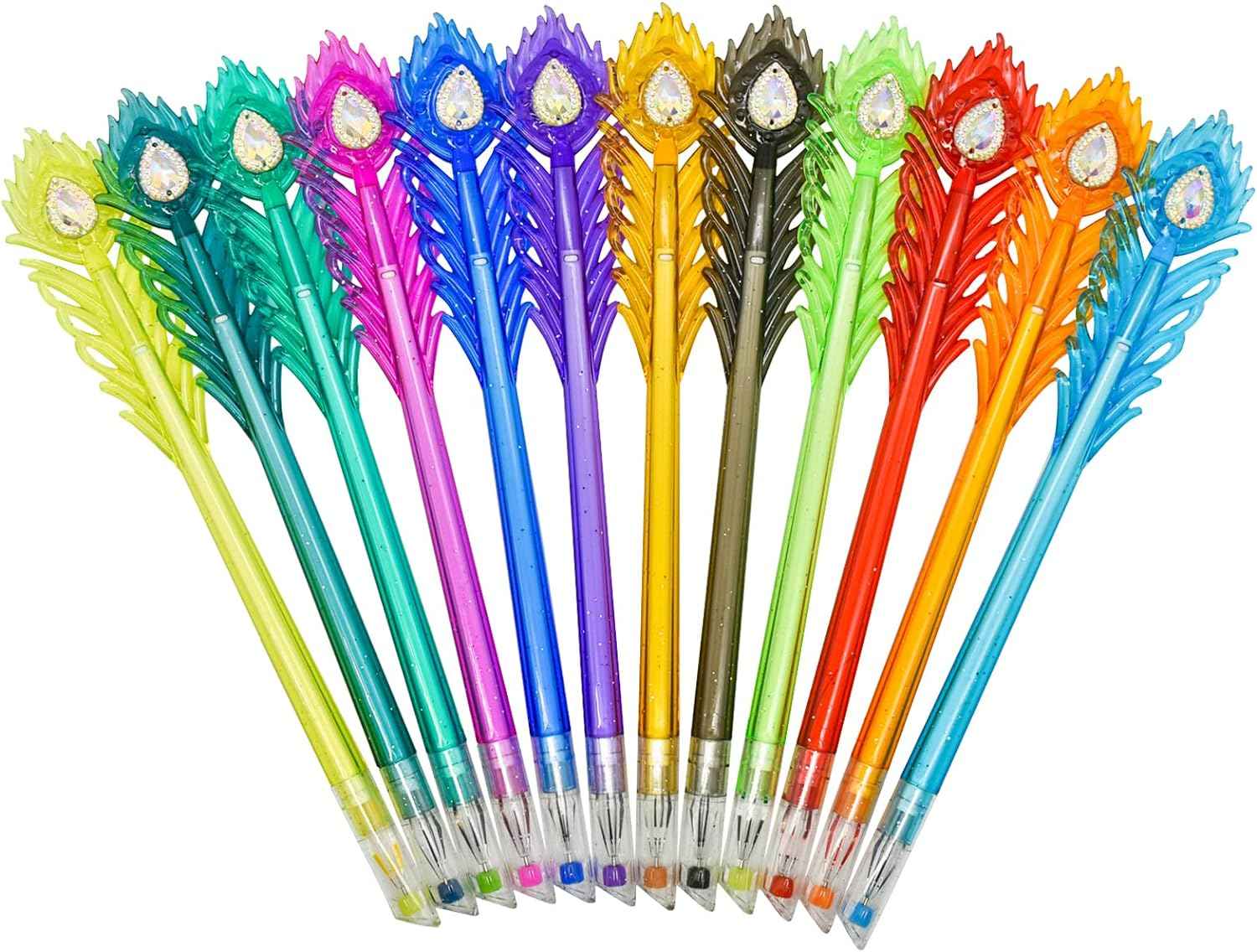 12 Colors Peacock Feather Gel Pens - TTpen