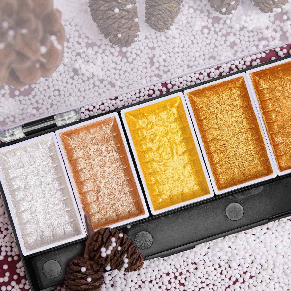 Superior Metallic Waterolor Paints,8 Shimmery Gold Colors - TTpen