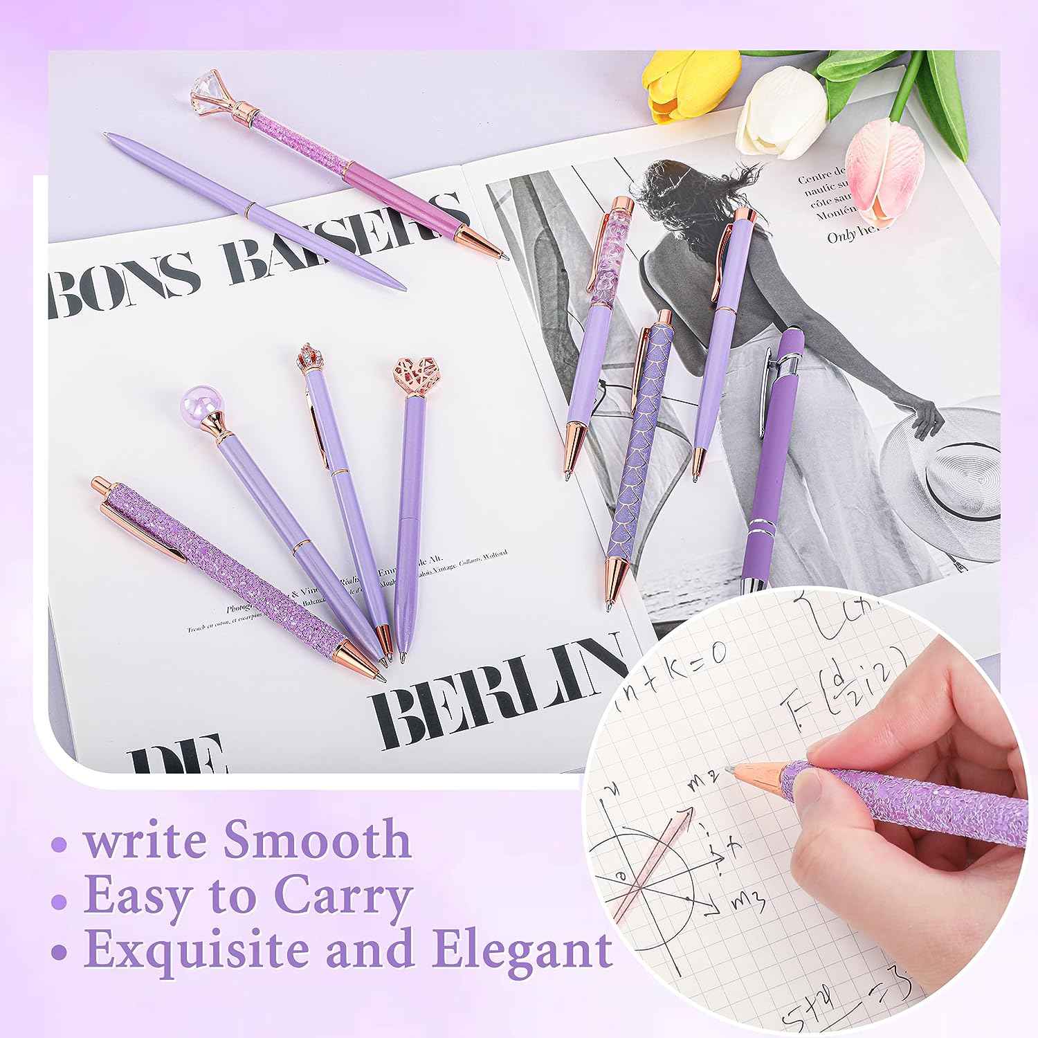 10Pcs Ballpoint Pens Set Party Favors for Kids Purple Pink Pens Gifts - TTpen