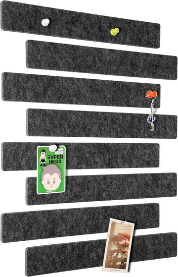 Felt Self-Adhesive Bulletin Board Bar Strips with 40 Push Pins 8 Pack - TTpen