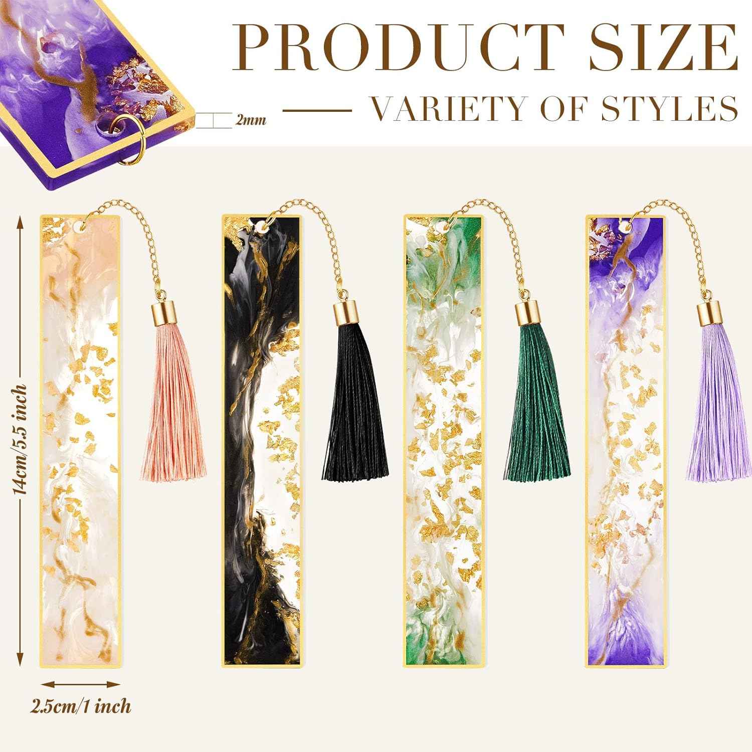 4Pcs Handmade Resin Bookmarks with Tassels - TTpen