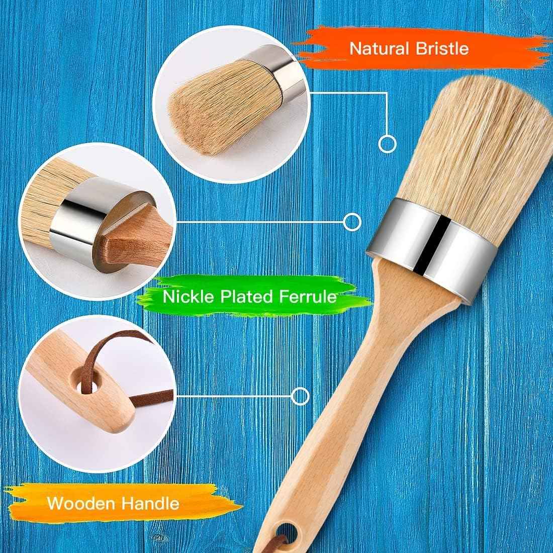 5pcs Chalk and Wax Paint Brush Round Wax Brushes for Waxing Furniture - TTpen