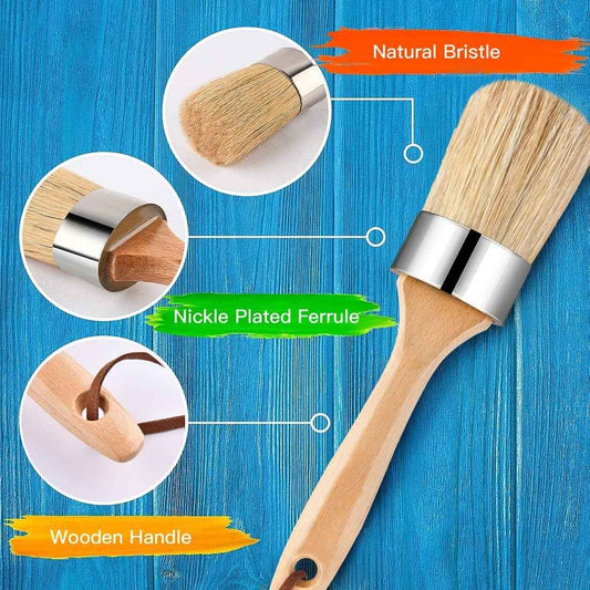 5pcs Chalk and Wax Paint Brush Round Wax Brushes for Waxing Furniture - TTpen