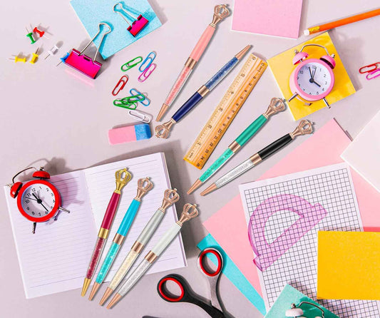 8 Pieces Crystal Crown Ballpoint Pen Set for Women Kid Girl - TTpen