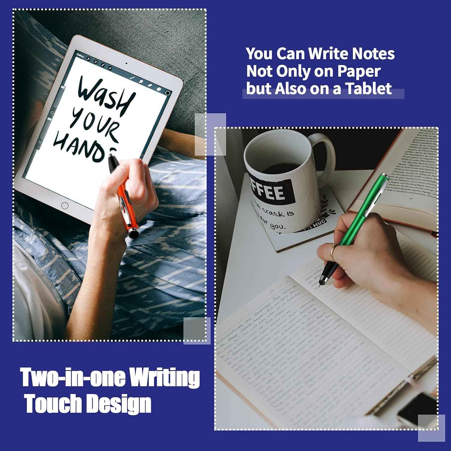 10PCS Stylus Pens with Light 2in1 Touch Screen Ballpoint Pens - TTpen