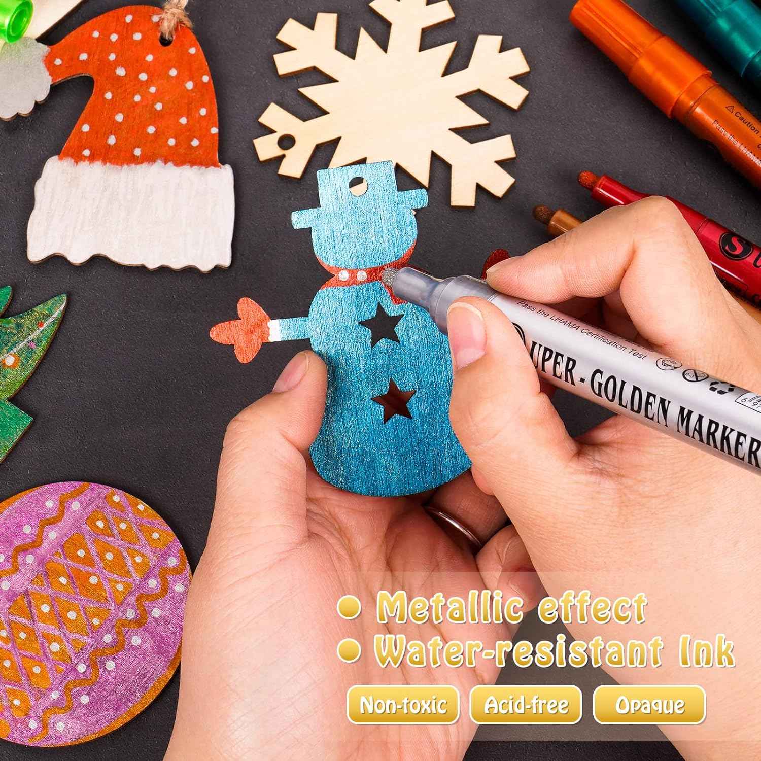 12 Colors Super Golden Metallic Marker Paint Pen Set 2-3mm Fiber Tip - TTpen