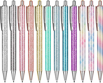 12 Pcs Glitter Ballpoint Pens,Metal Retractable Journaling Pens - TTpen