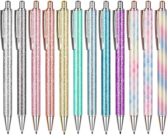 12 Pcs Glitter Ballpoint Pens,Metal Retractable Journaling Pens - TTpen