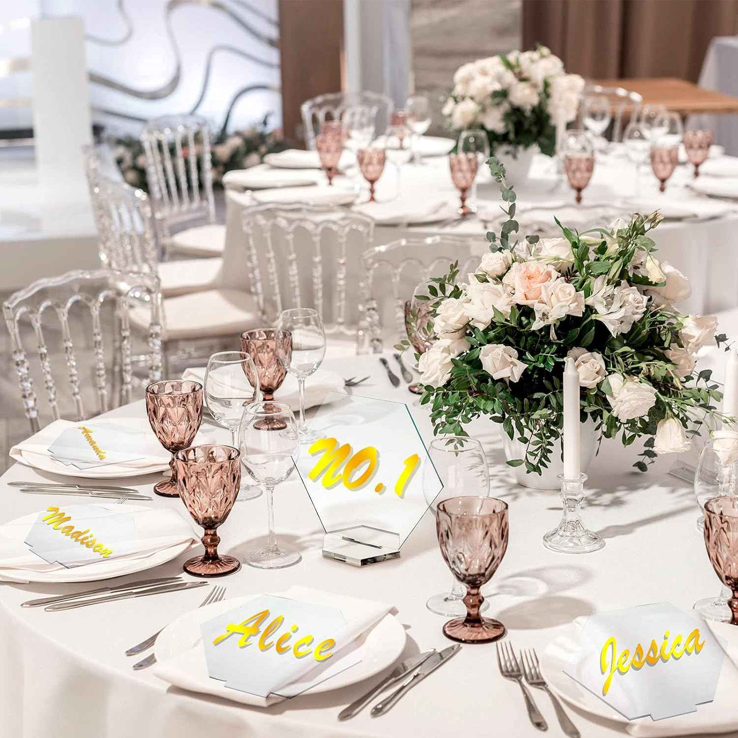 Sublimation DIY Acrylic Hexagon Table Place Card with Holder 10 Pack - TTpen