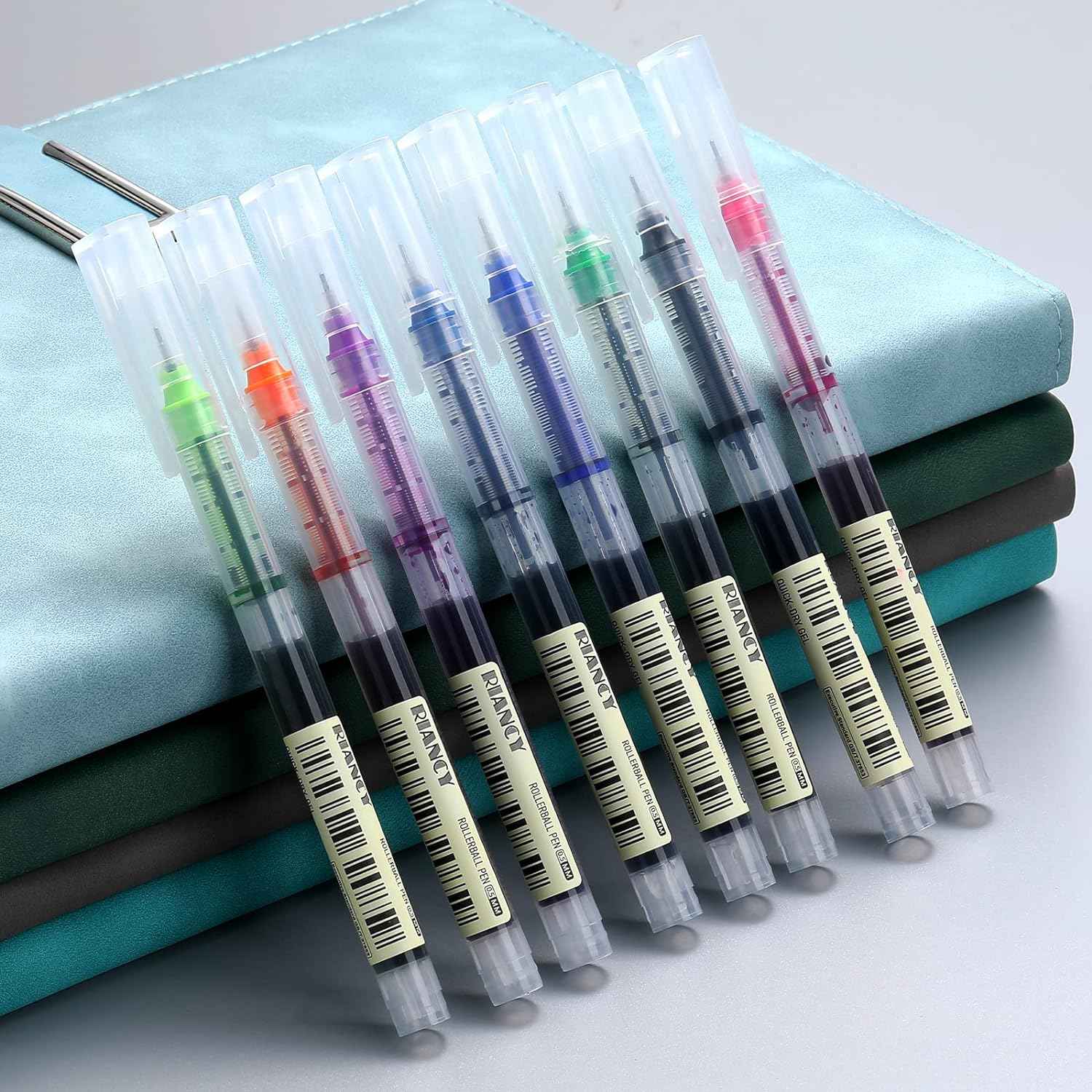 12 Color Quick Drying Liquid Ink Rollerball Pens 0.5mm Fine Point - TTpen