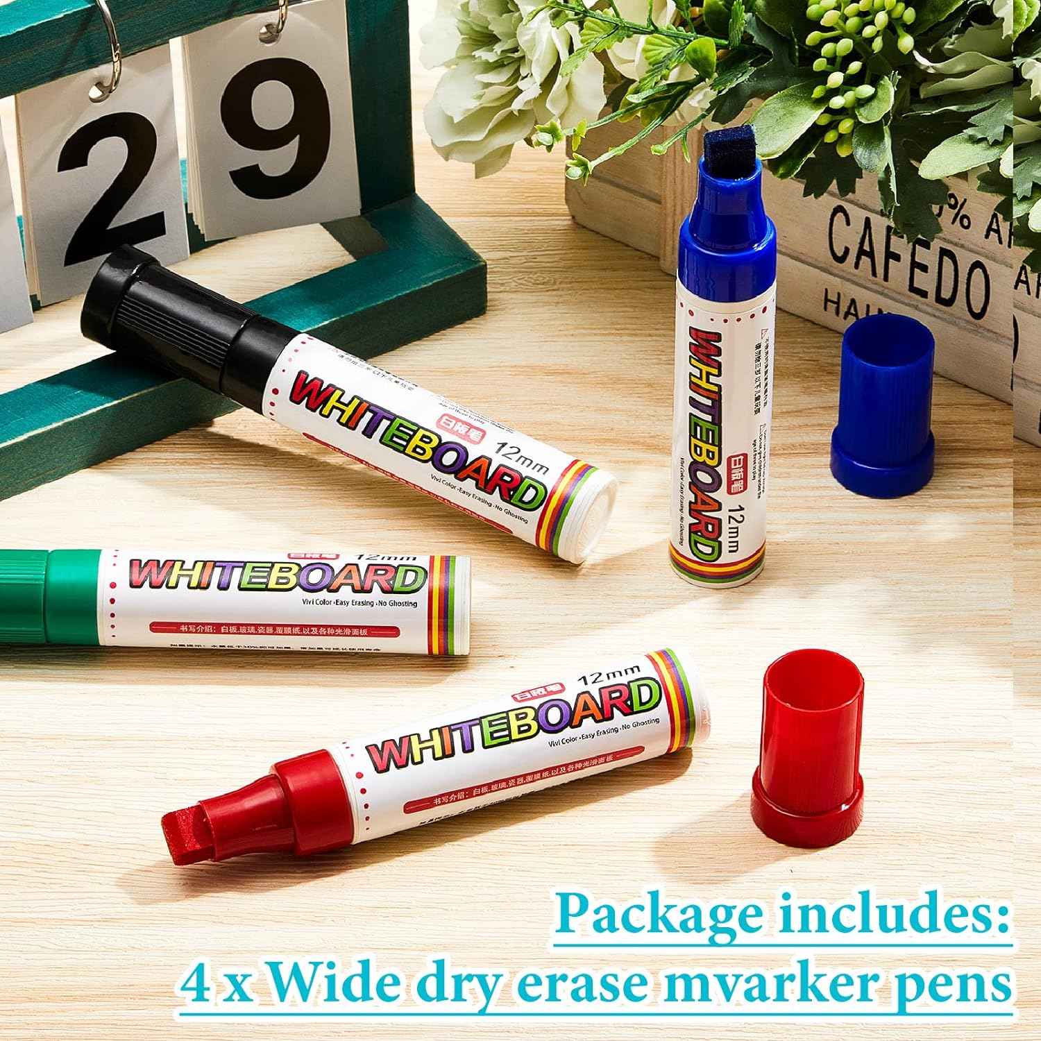 4 Pack Extra Thick Dry Erase Markers WhiteBoard Markers 12mm Big Nib - TTpen