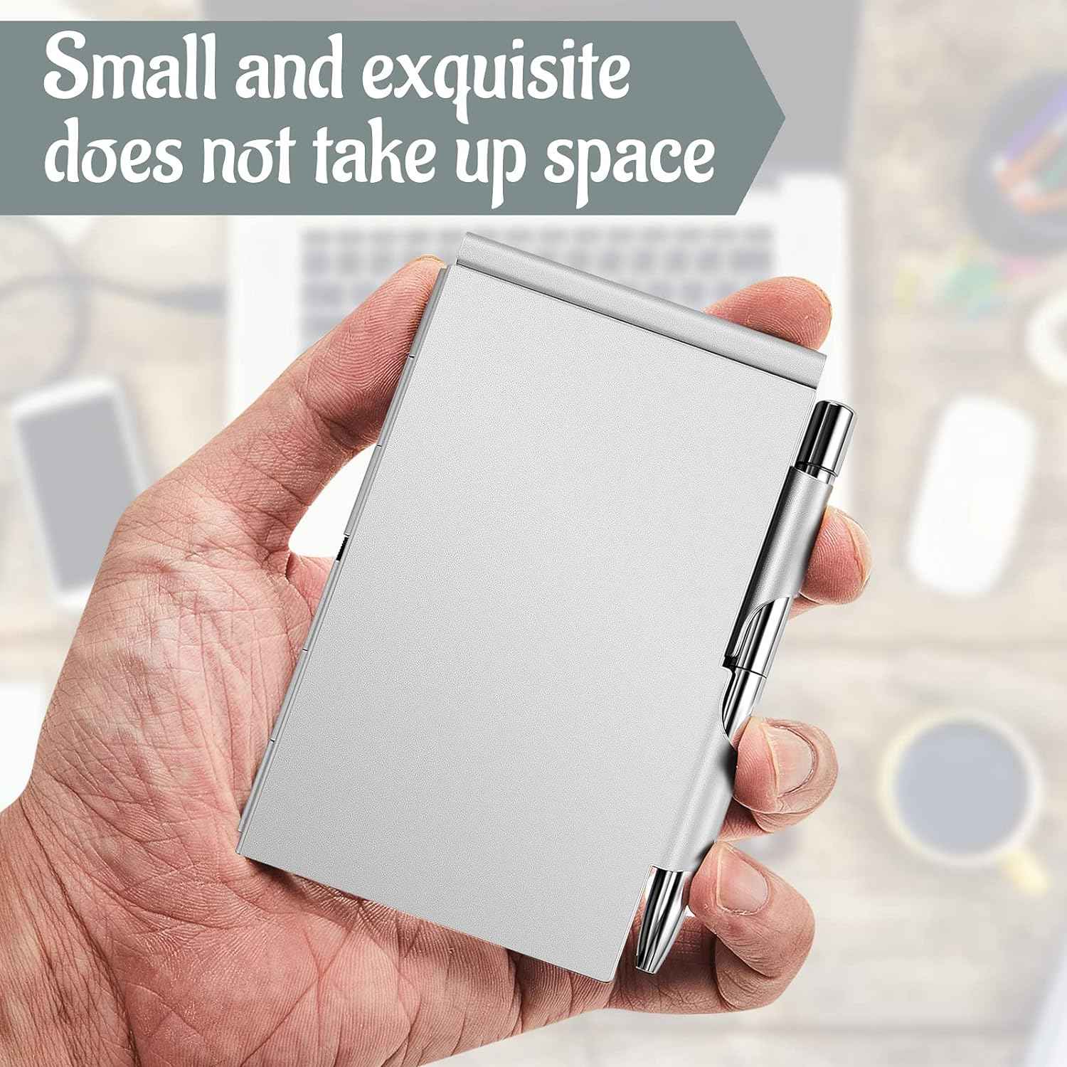 2 Pieces Metal Pocket Notebook with Pen and Refillable Paper