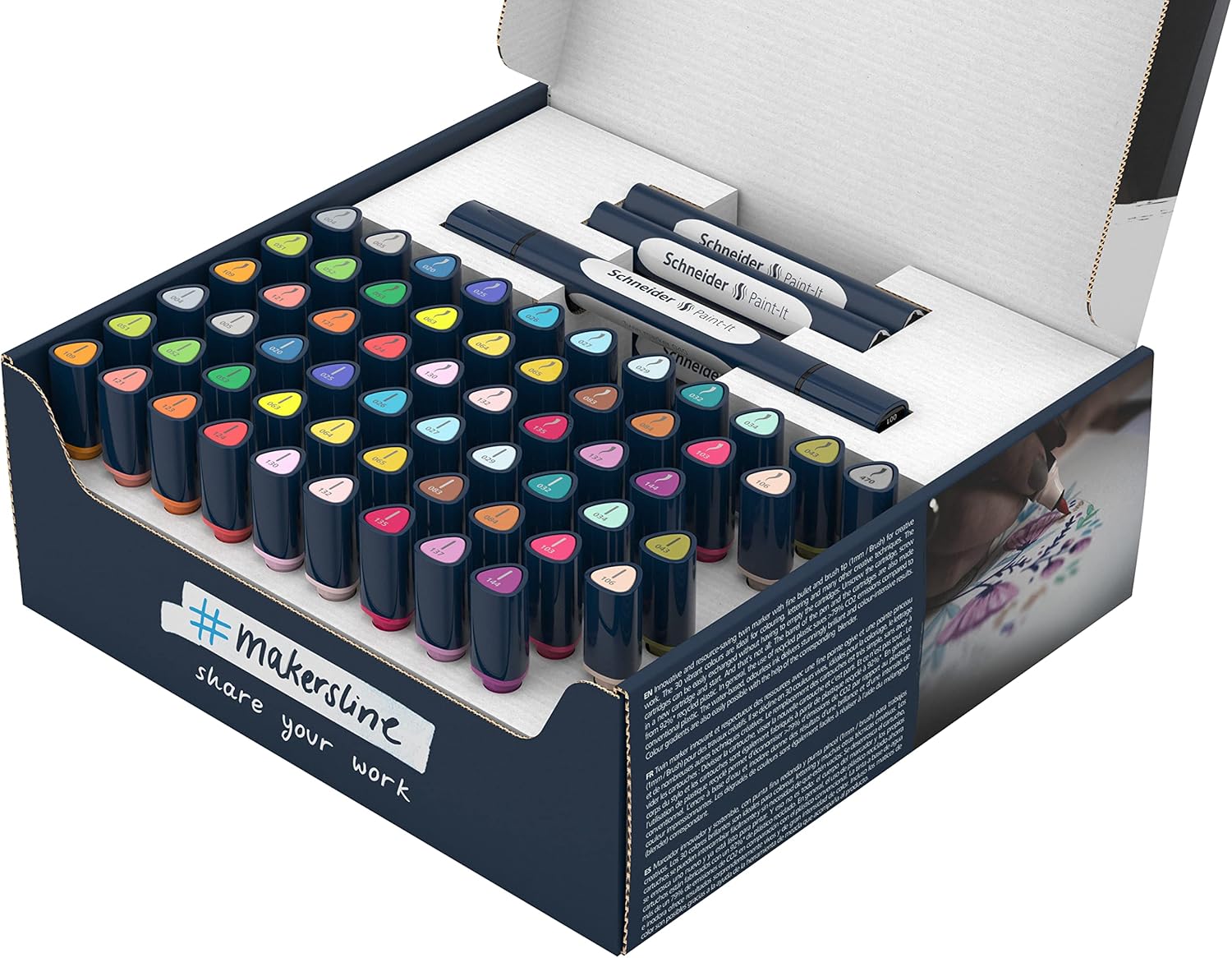 Schneider Twin Marker Paint-It 040 Brush & Round Tip 30 Colors (72 Pieces)