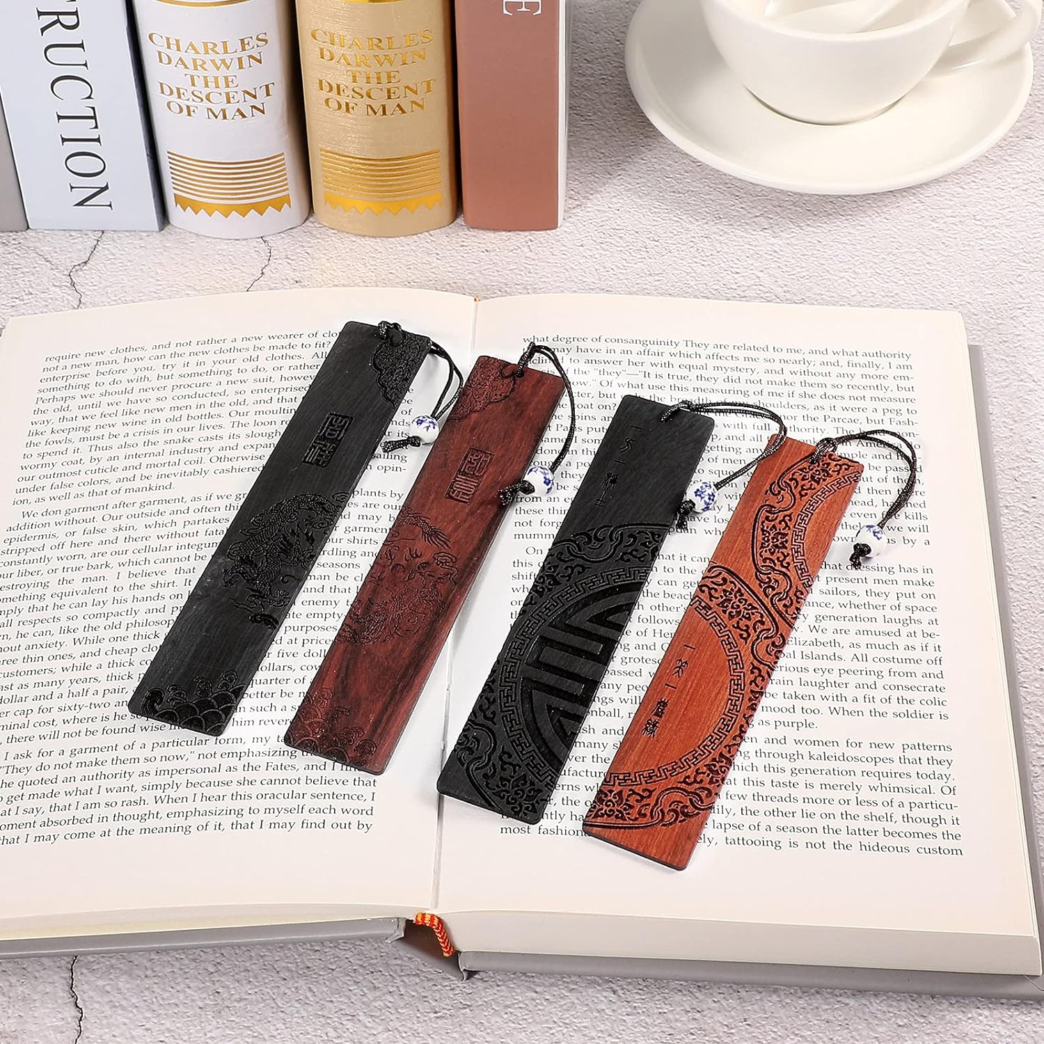 4pcs Wooden Bookmark for Men Women Book Lovers