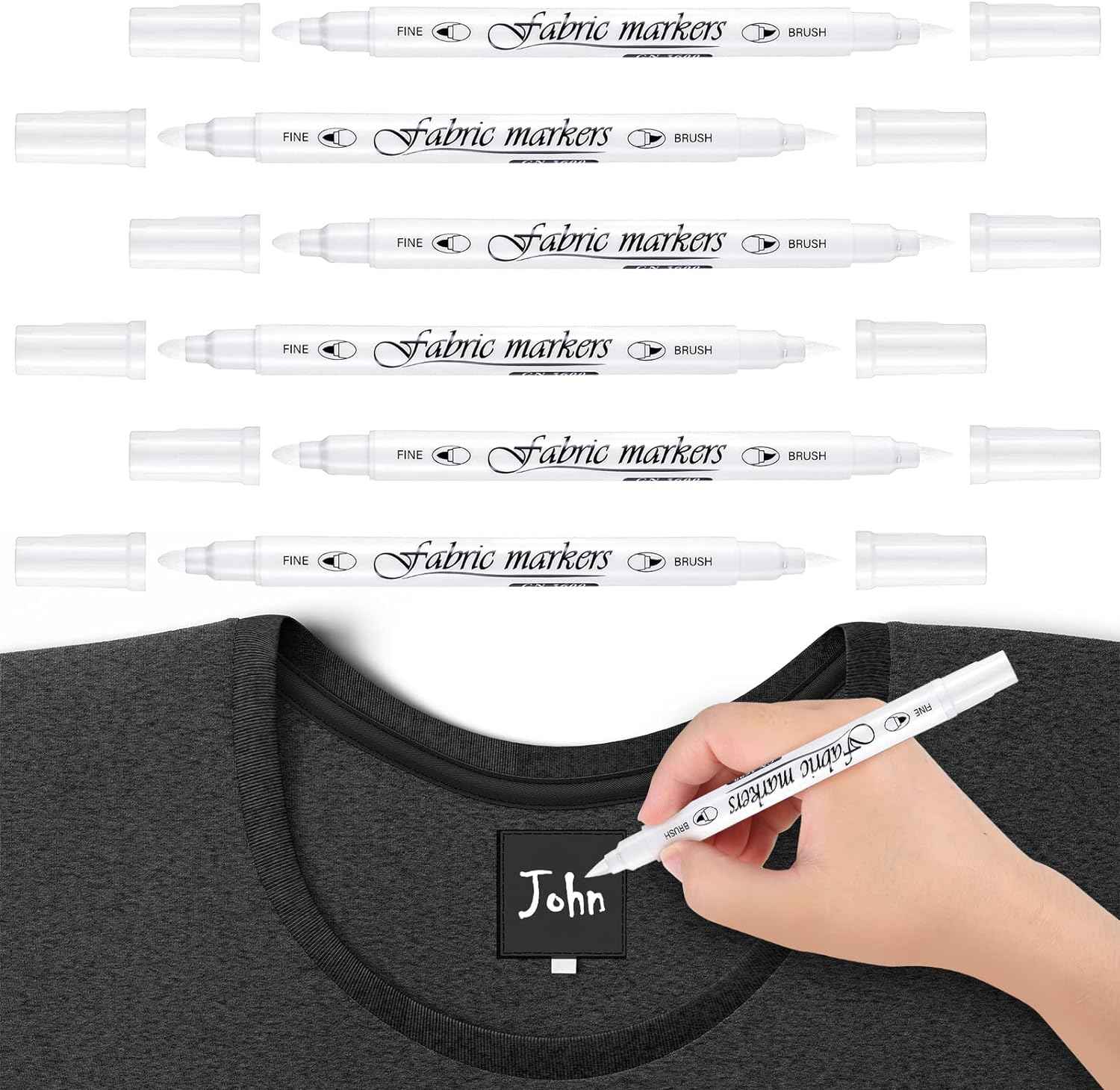 Guangna 6Pcs Fabric Markers Double Ended White Black Color - TTpen