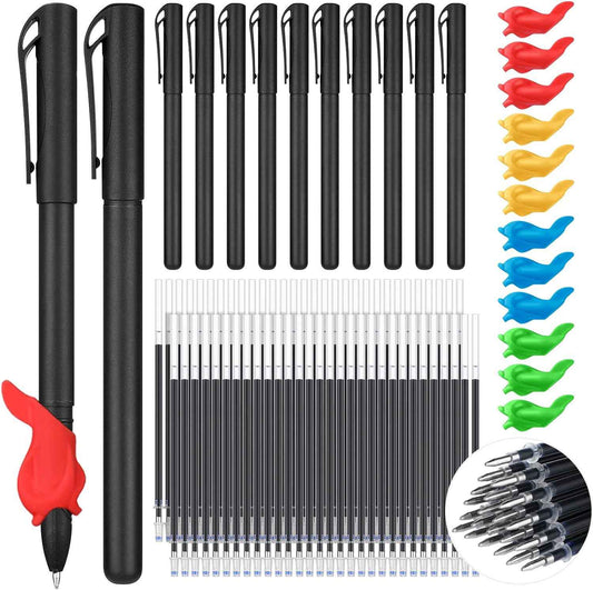 84Pcs Practice Pen Set 12 Ballpoint Pens,60 Refills and 12 Pen Holders - TTpen