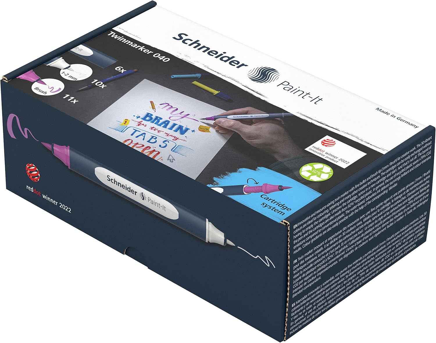 Schneider Twin Marker Paint-It 040 Brush & Round Tip 10 Colors(27 Pieces)