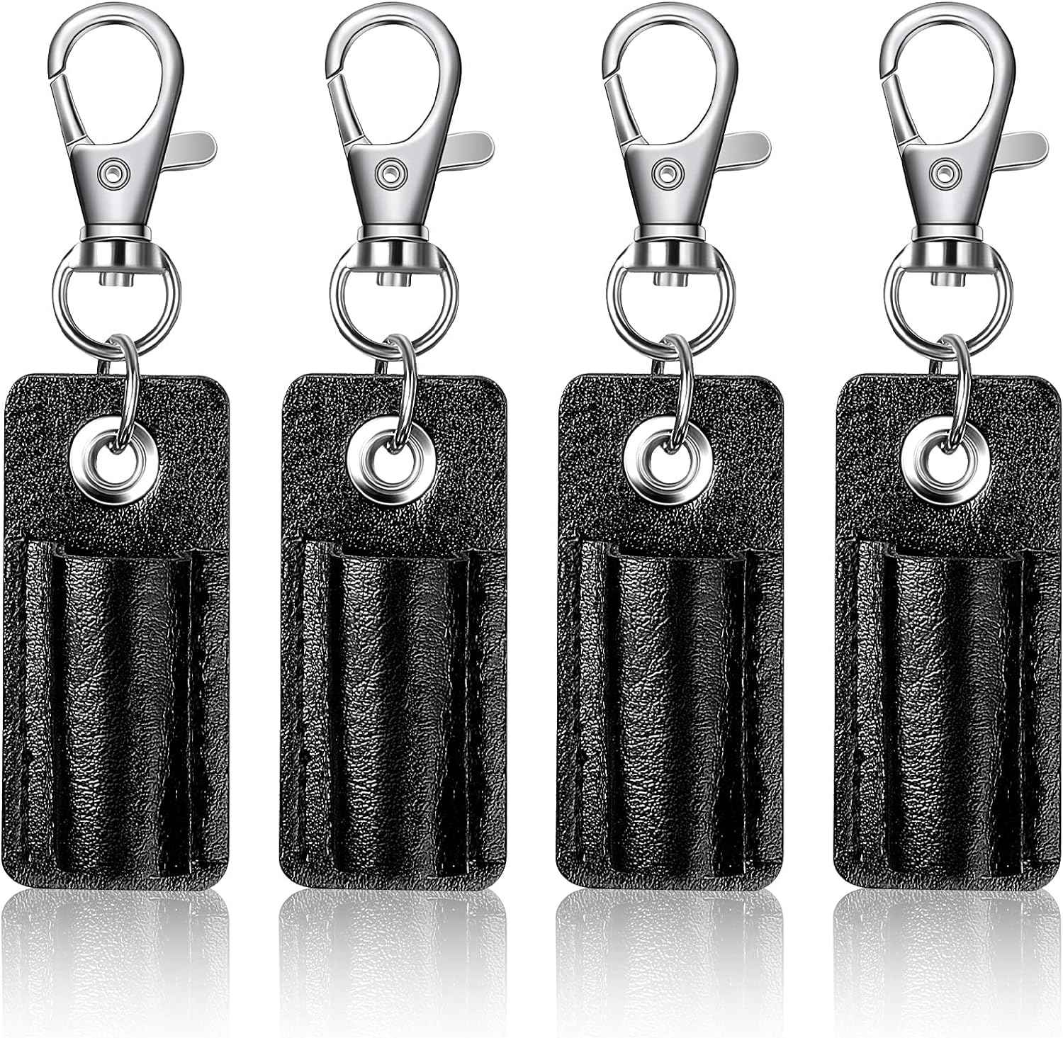 4PCS Portable Leather Pen Holder for Badge Holder Neck Lanyard (Black) - TTpen