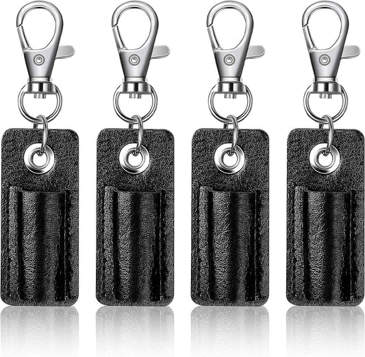 4PCS Portable Leather Pen Holder for Badge Holder Neck Lanyard (Black) - TTpen