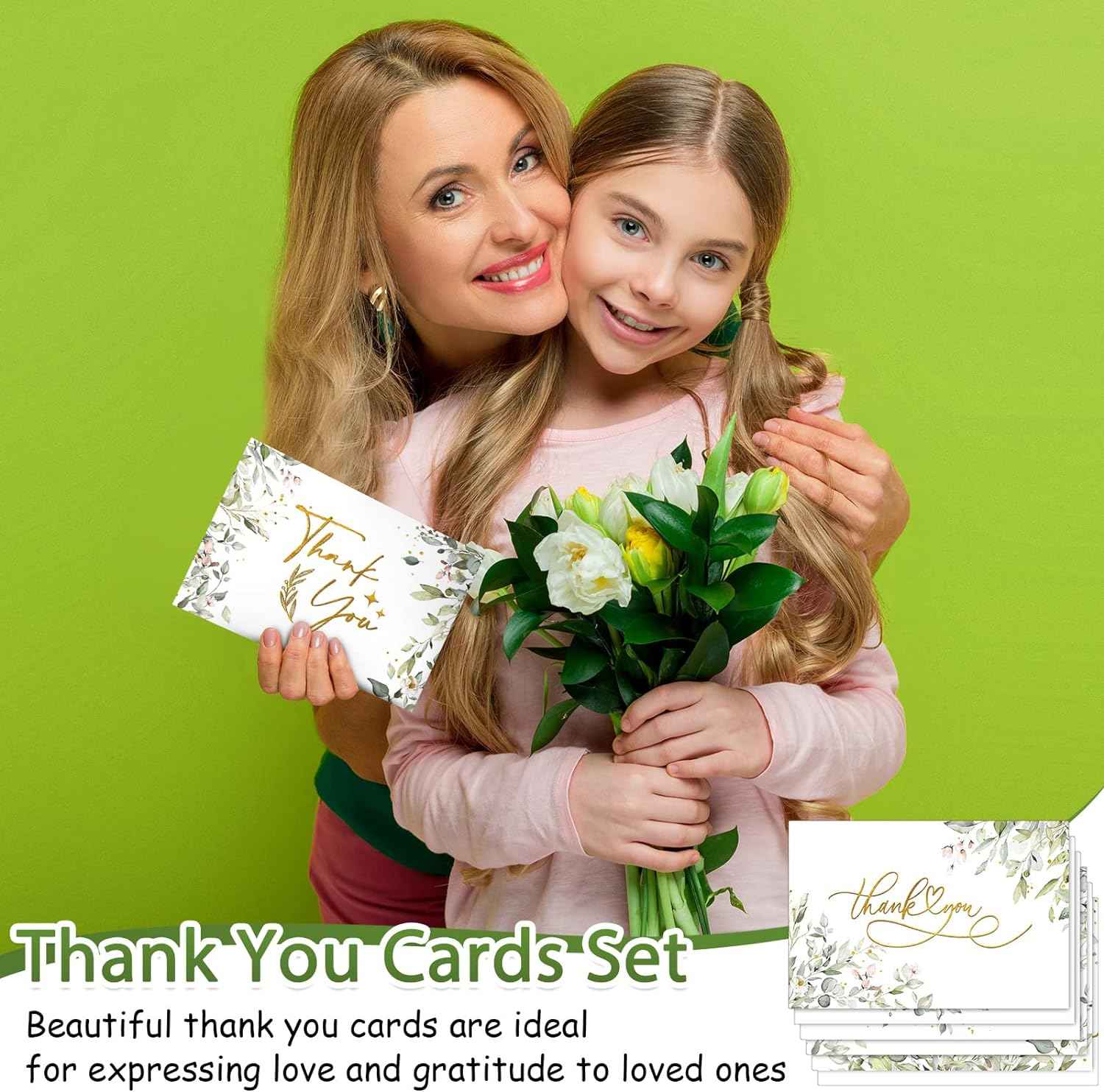 72 Pieces Watercolor Thank You Cards with Envelopes and Stickers Set - TTpen