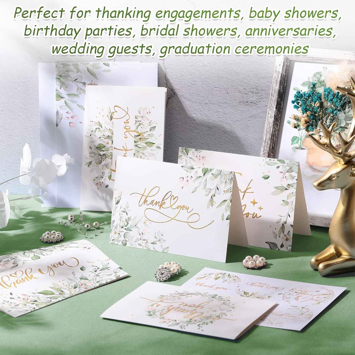 72 Pieces Watercolor Thank You Cards with Envelopes and Stickers Set - TTpen