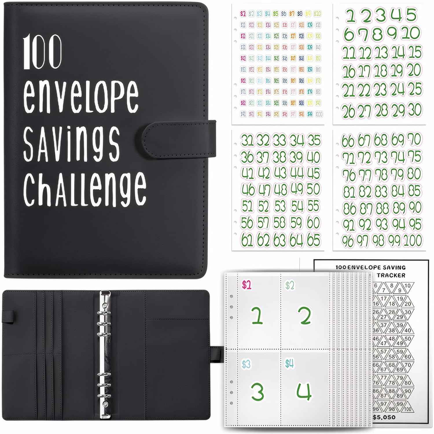 100 Day Challenge A5 Money Saving Budget Binder Black - TTpen