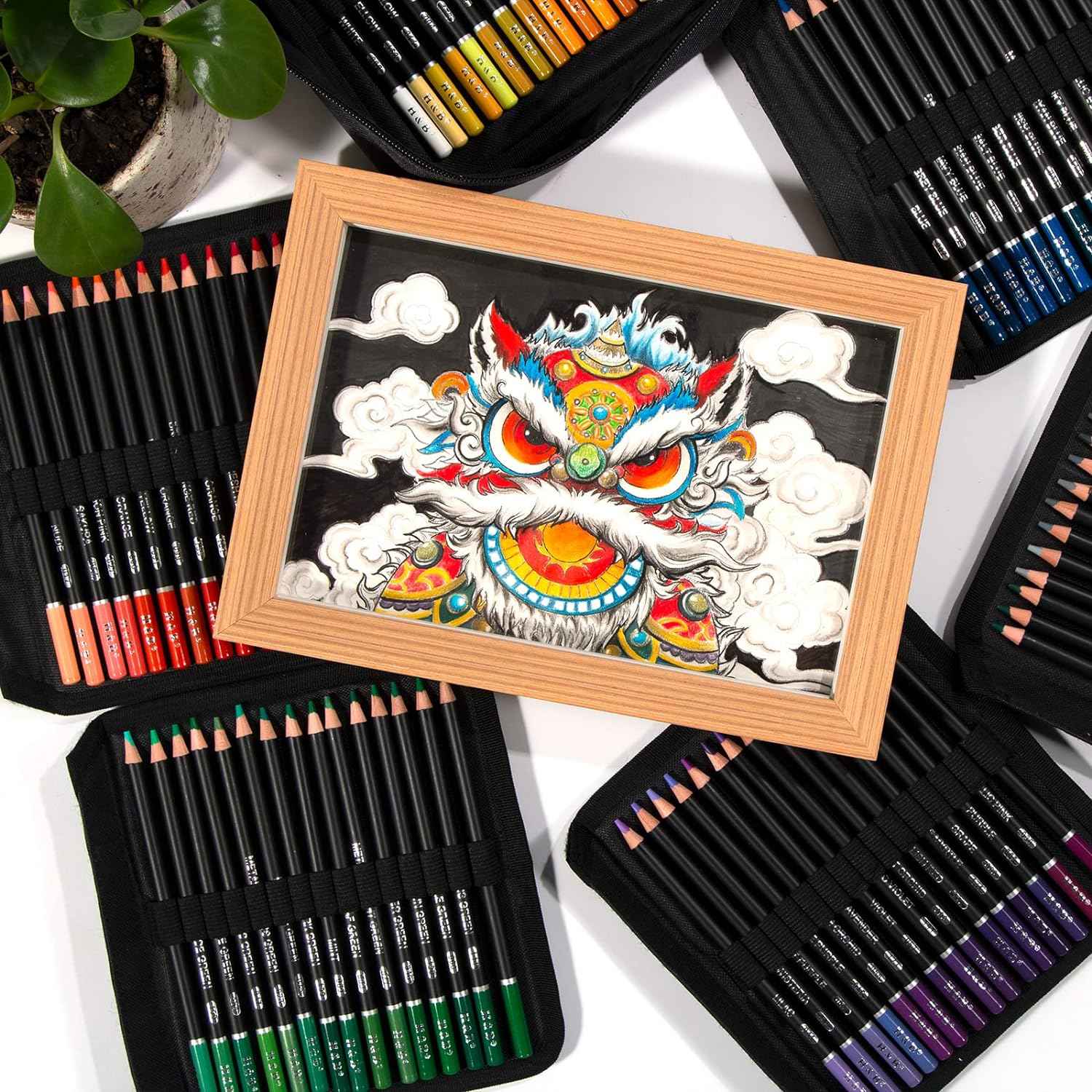 H&B 180 Colored Pencils Kit Oil Based with Zipper Storage Case - TTpen