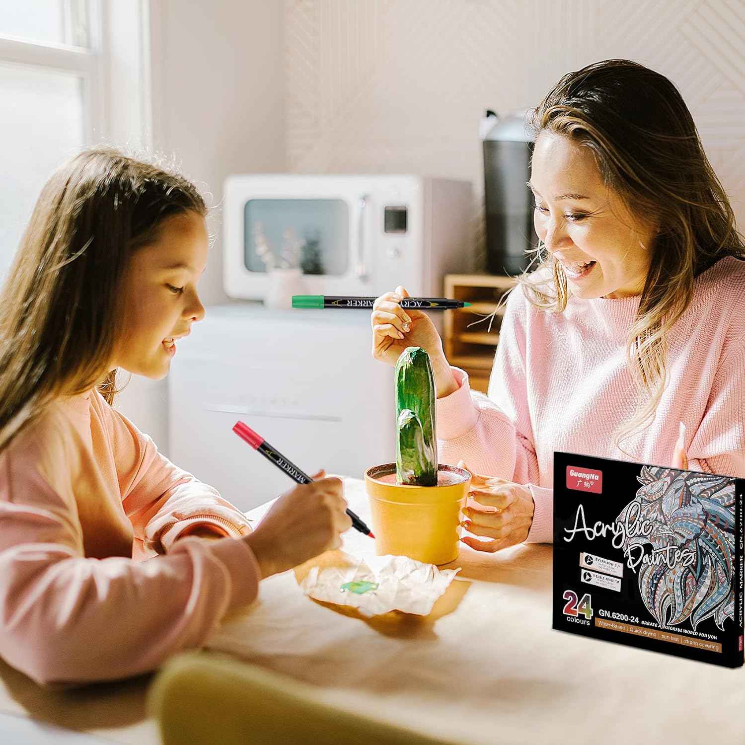 Guangna 24 Colors Dual Brush Tip Acrylic Paint Markers - TTpen