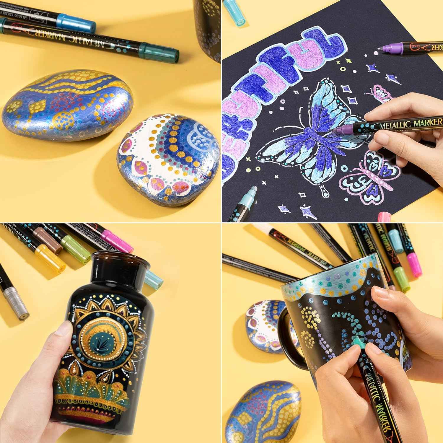 Guangna 36 Colors Metallic Paint Twin Marker Pens with Dot and Fine Tip - TTpen