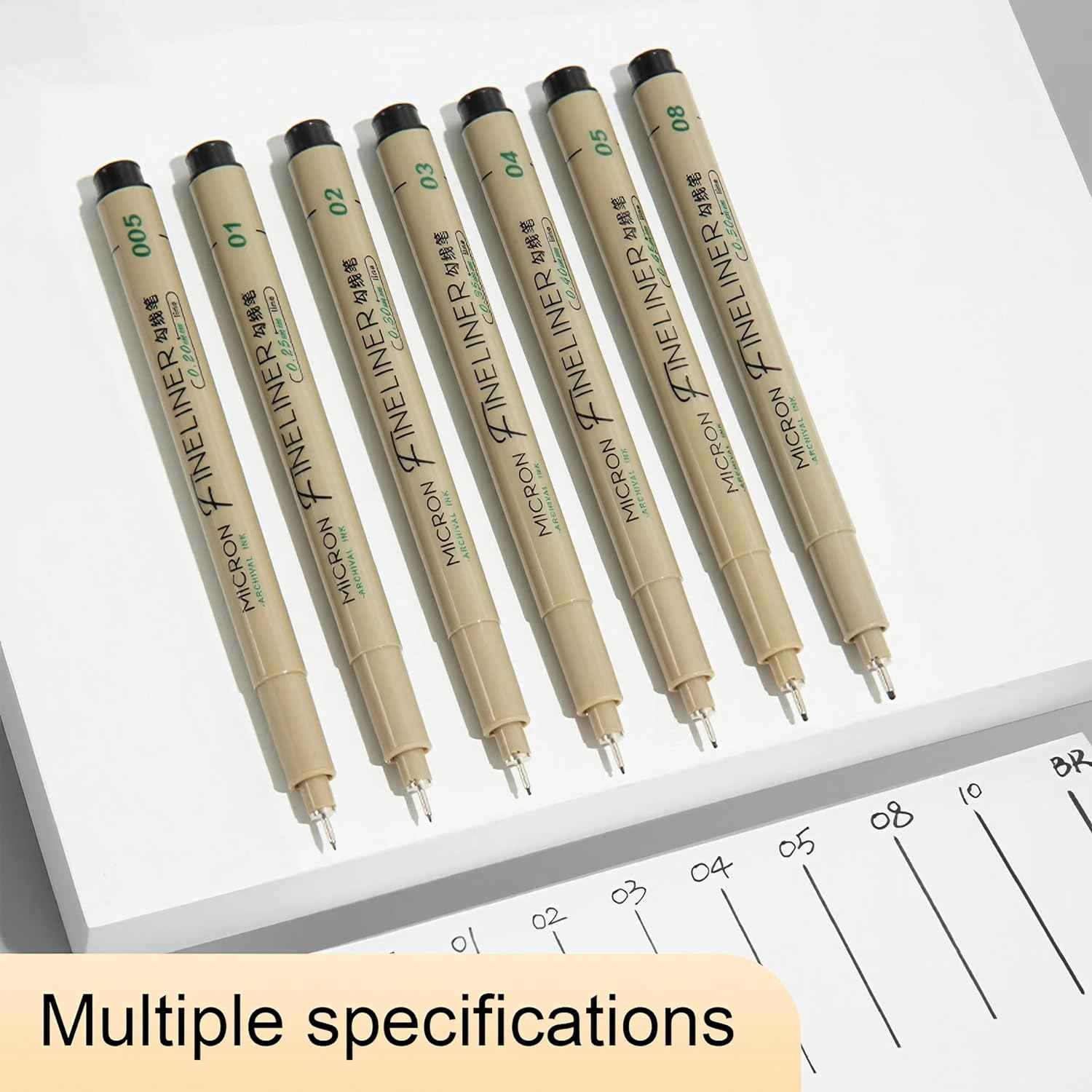 M&G 7Pcs Black Archival Ink Micron Fineliner Pens - TTpen