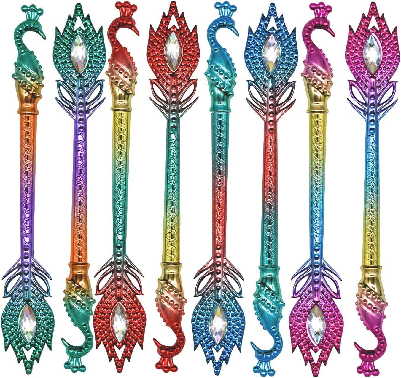 12PCS Dazzling Phoenix Peacock Feather Gel Pens 0.5mm Blue Ink - TTpen