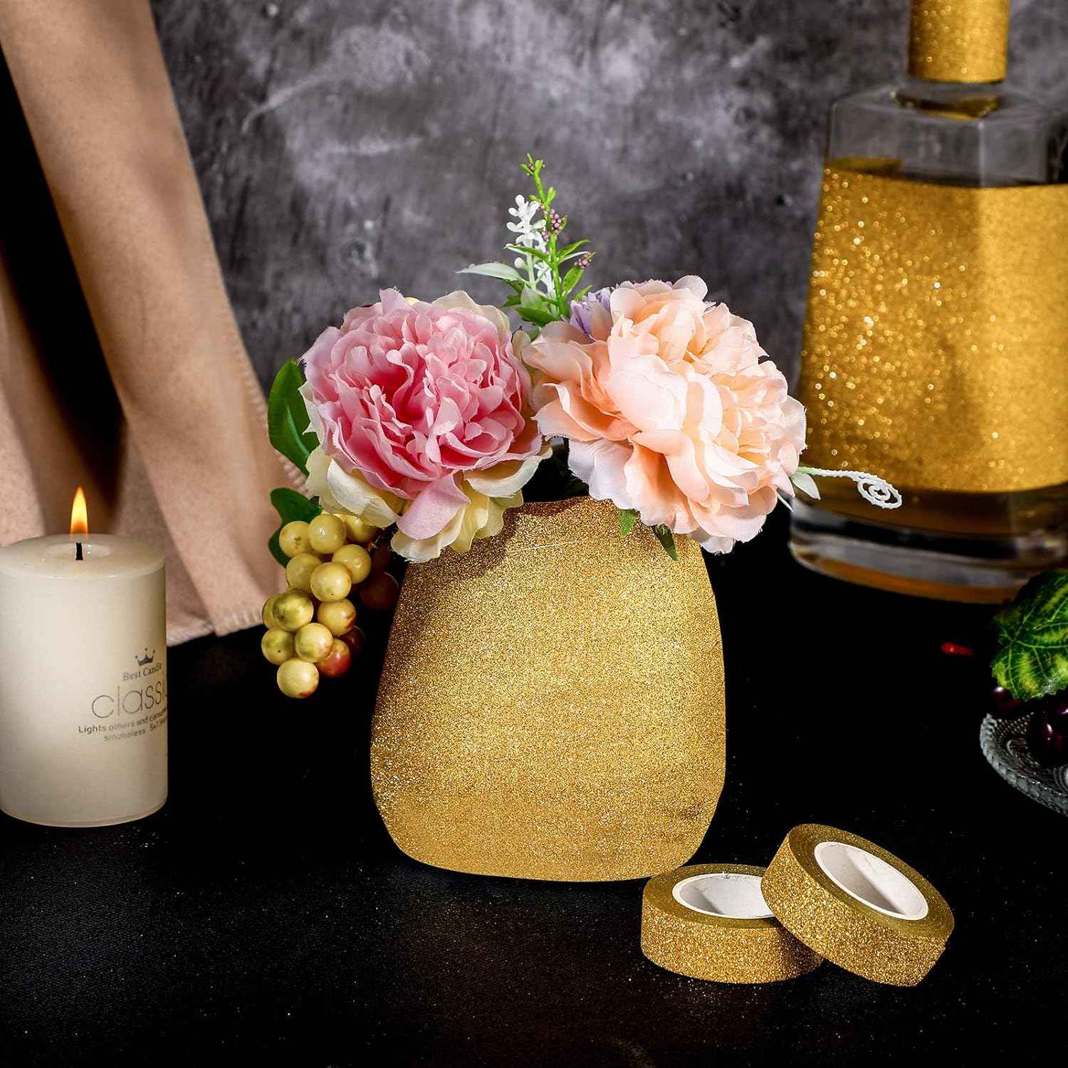 4 Rolls 0.6Inch x 11 Yards Glitter Washi Tape Crafting Masking Tape - TTpen