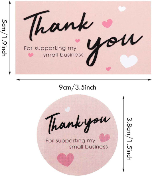 100 Pieces Thank You for Supporting My Small Business Card and 500 Pieces Stickers - TTpen