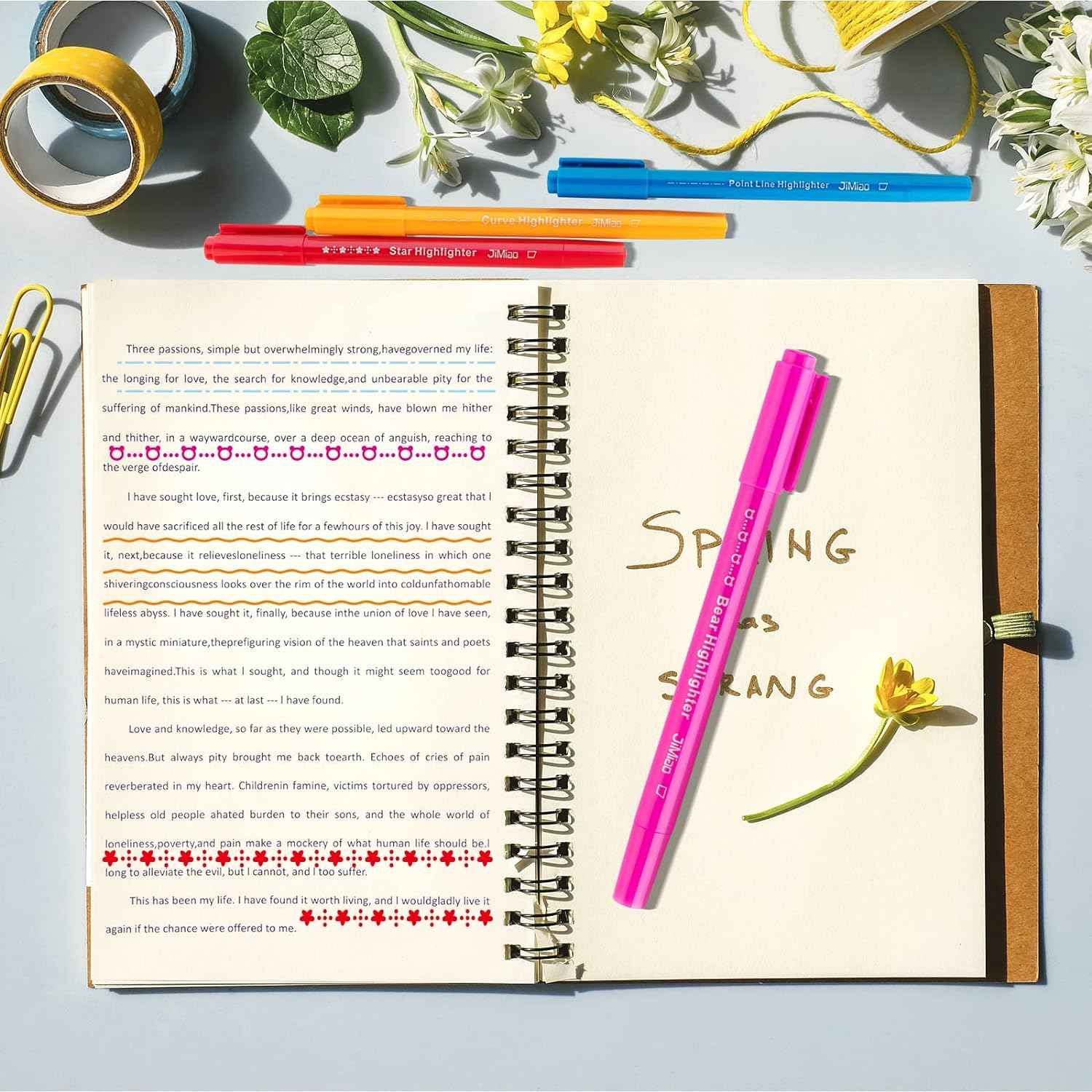 8PCS Curve Highlighter Line Shaped Pens for Writing Journaling - TTpen
