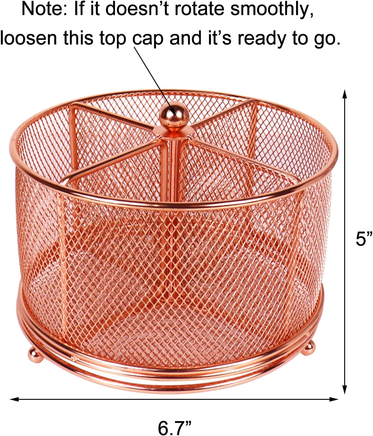 Mesh Rotating Desk Organizer Pen Pencil Holder 4 Compartments