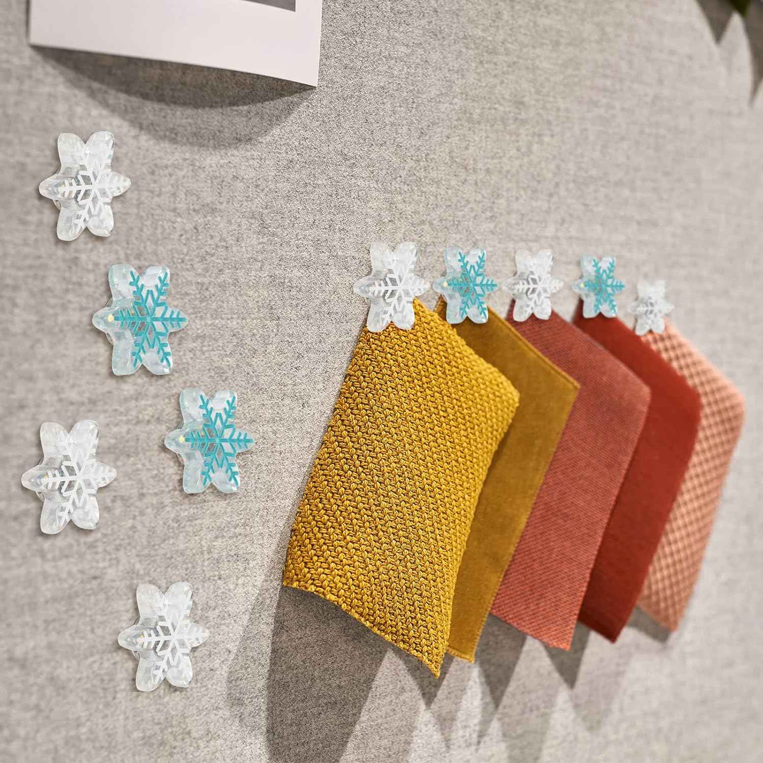 30Pcs Snowflake Push Pins,1 and 0.7 Inch Thumb Tacks for Bulletin Board - TTpen