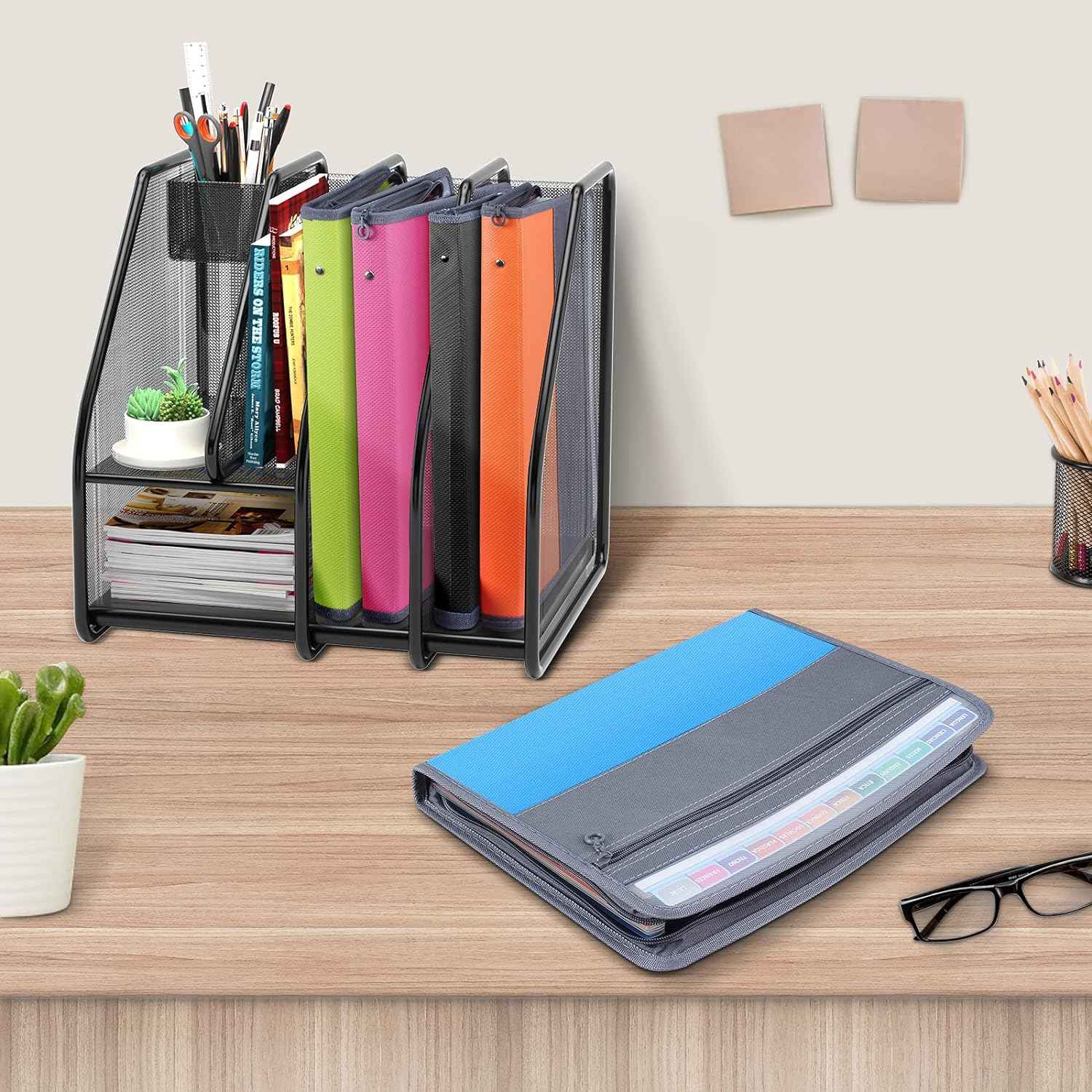Expanding File Folder Organizer with 13 Pocket Oxford Fabric - TTpen