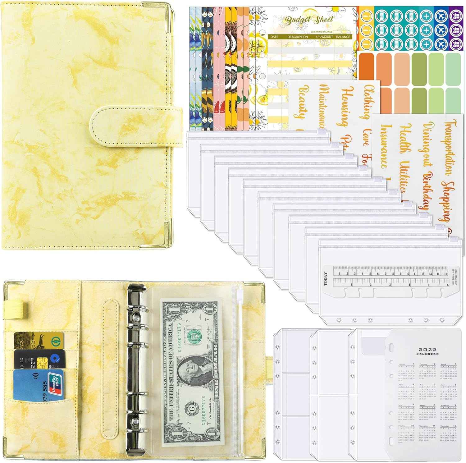 A6 Budget Binder with 12pcs Zipper Cash Envelopes Money Organizer - TTpen