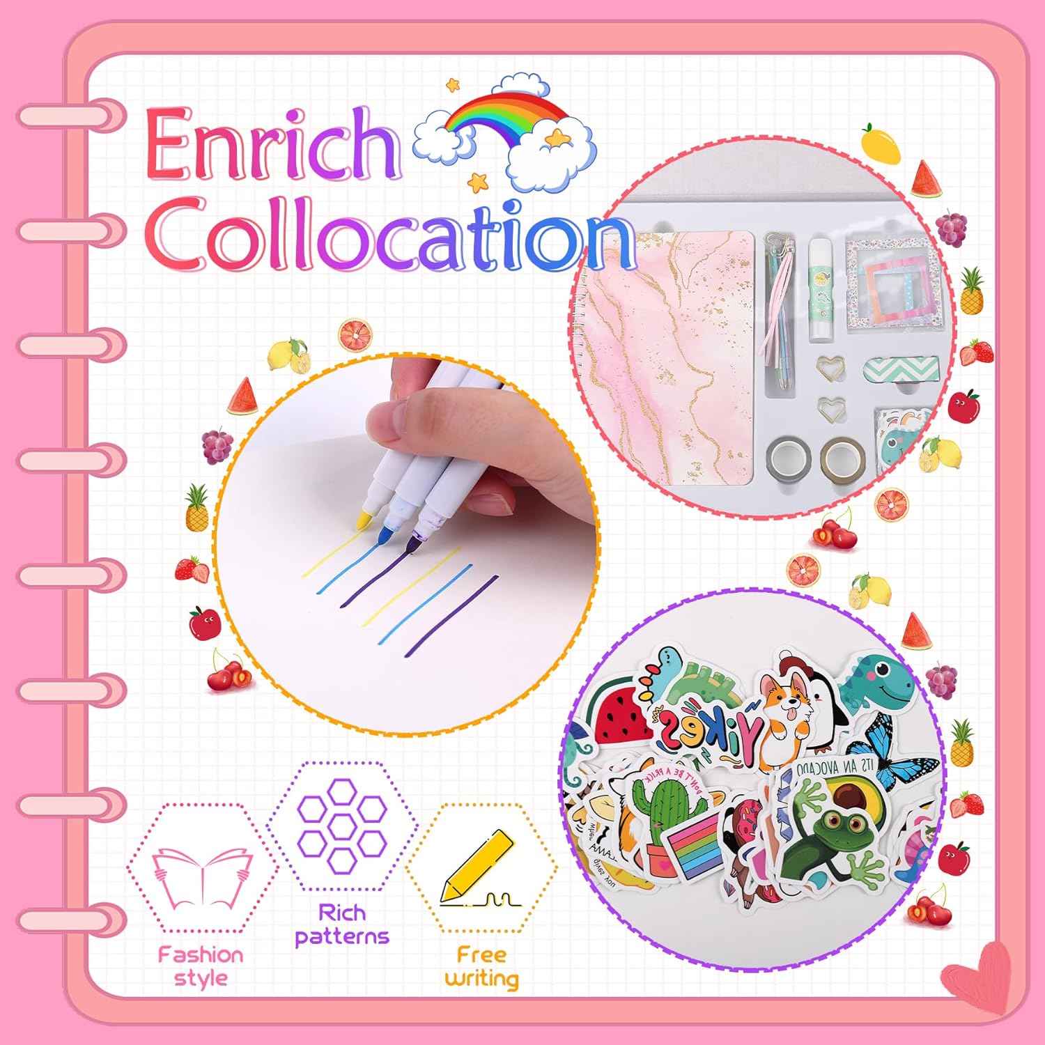 DIY Scrapbook Journal Set for Girls Ages 6-14 Years Old,Pink - TTpen