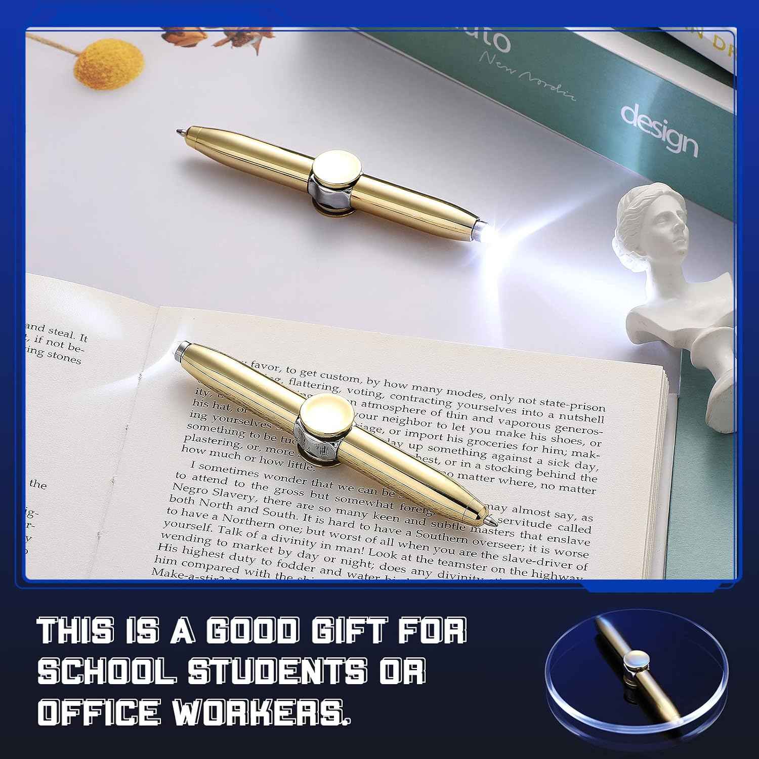 2Pcs Fidget Spinning Pen with LED Light Stress Reducer Ballpoint Pen - TTpen