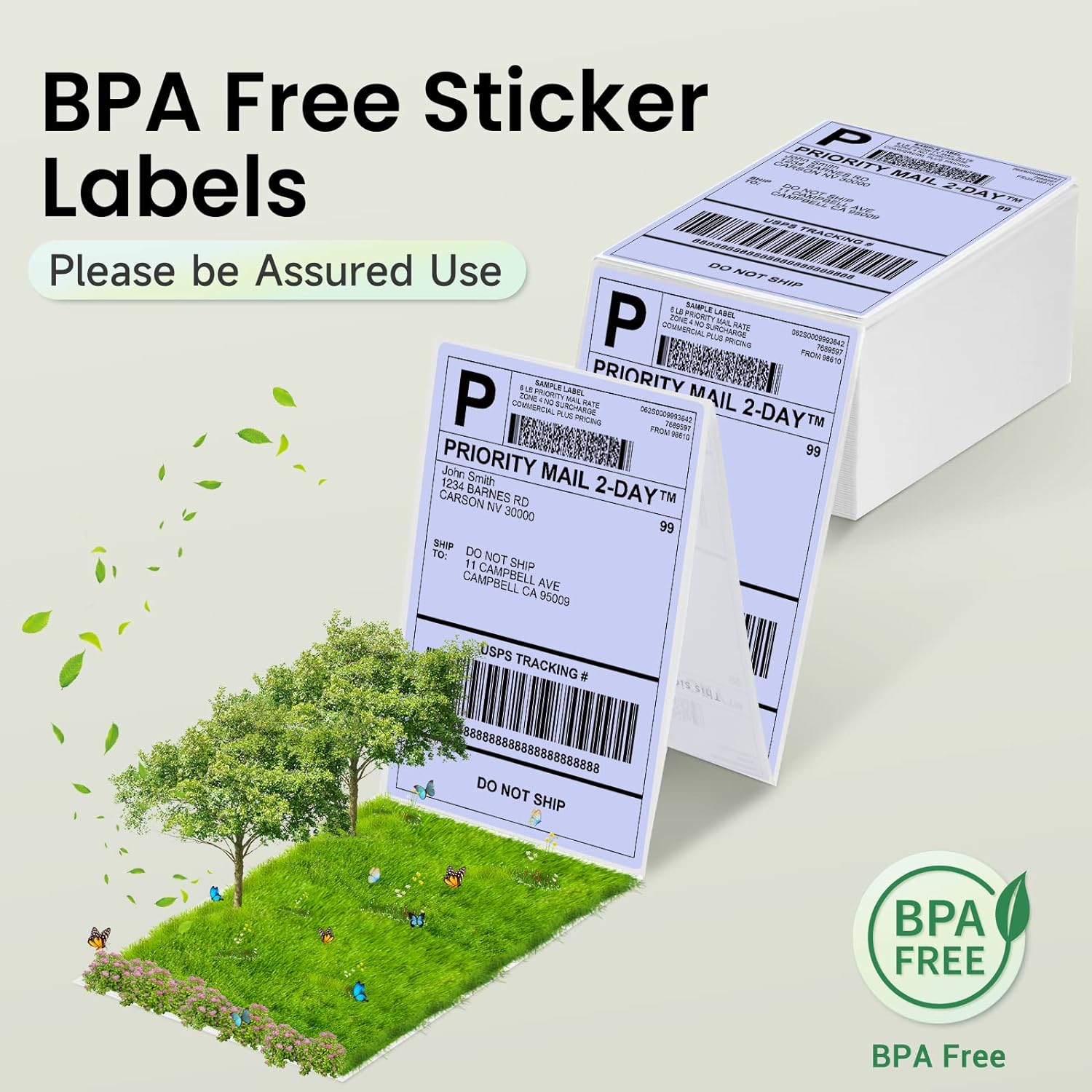 Phomemo 4"x6" Thermal Direct Shipping Label,Fan-Fold 500 Labels Purple