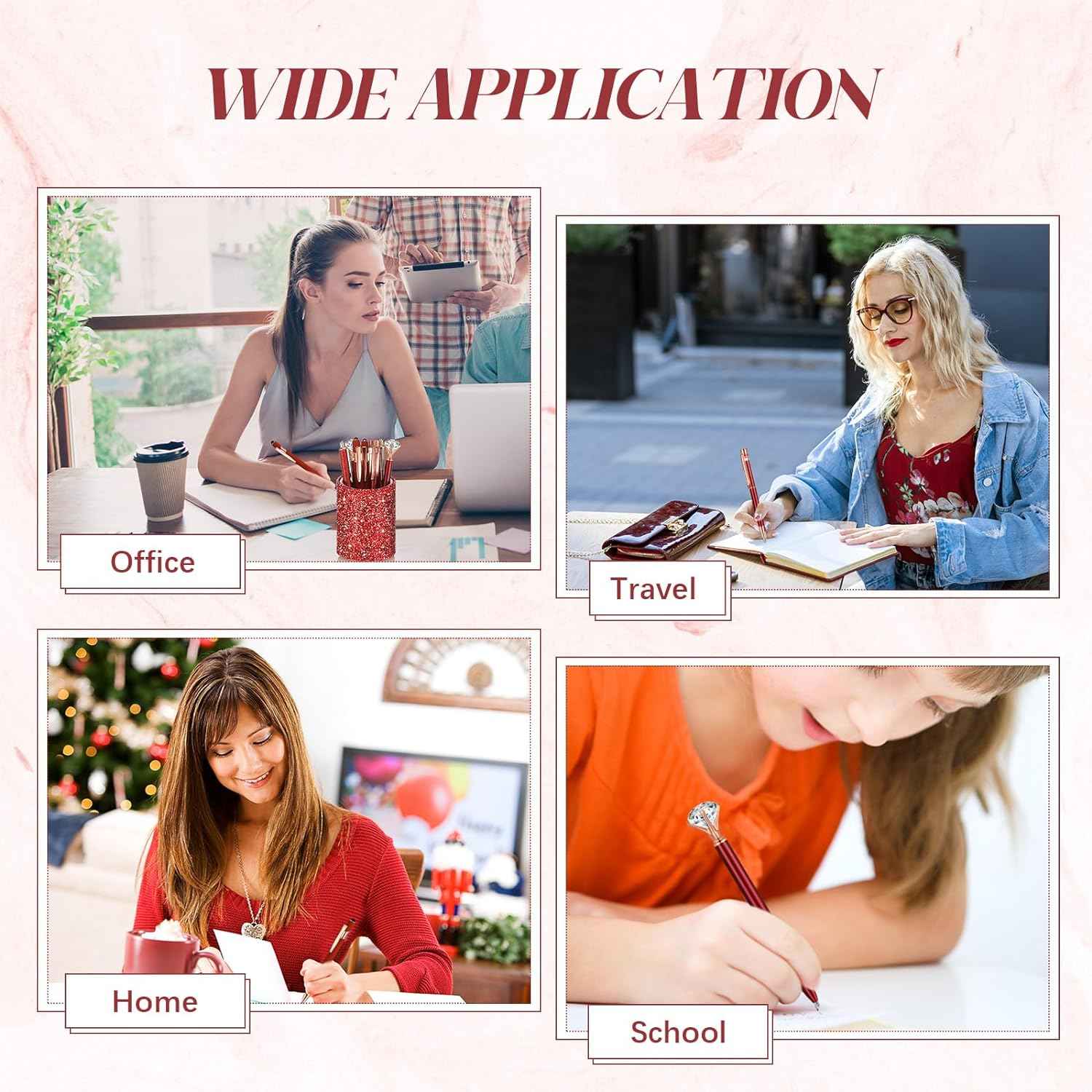 8Pcs Crystal Glitter Ballpoint Pens with Pen Holder for Desk Organizer - TTpen