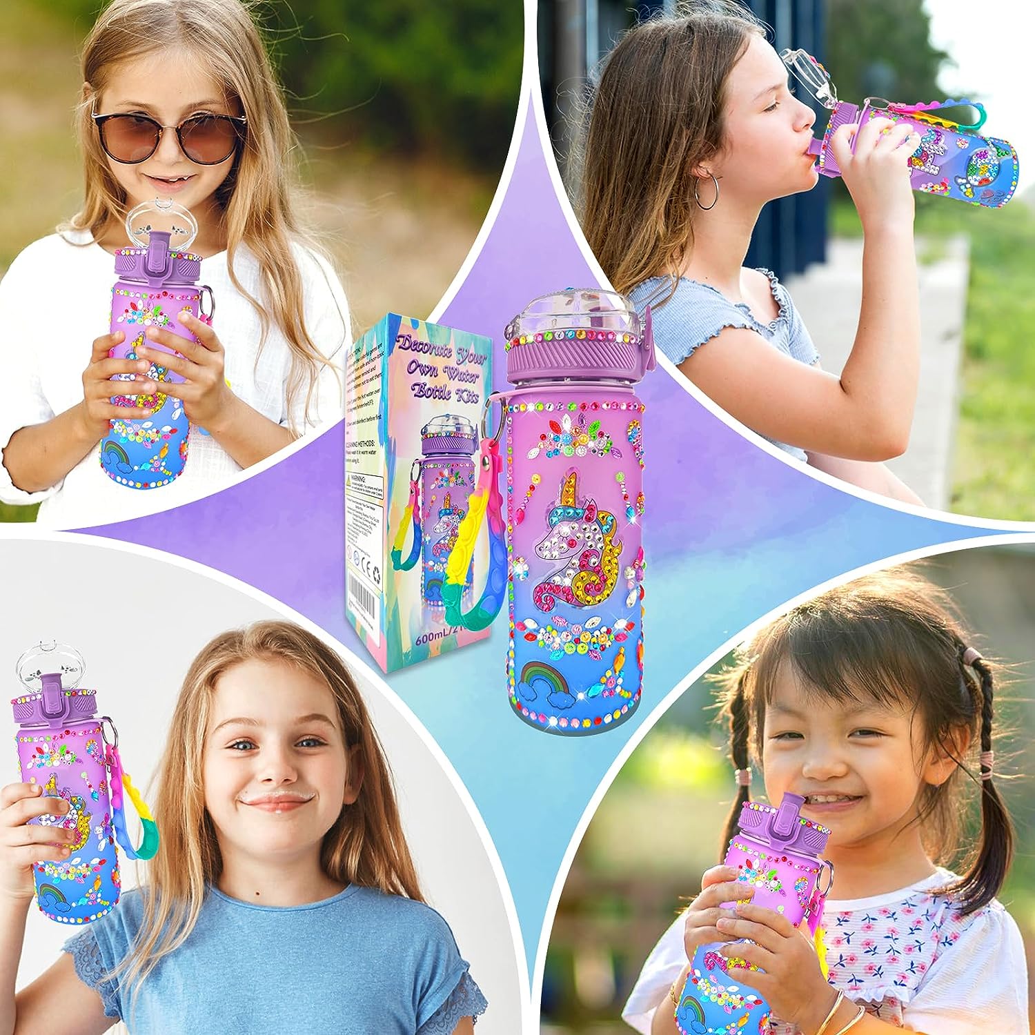 Decorate Your Own Water Bottle Kits for Girls Unicorn/Mermaid